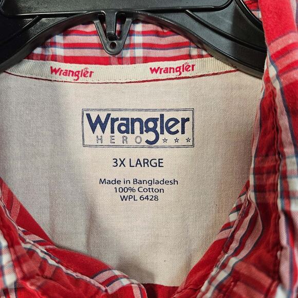 Wrangler Hero Shirt Mens 3XL Short Sleeve Chest Pockets Red - Picture 7 of 8